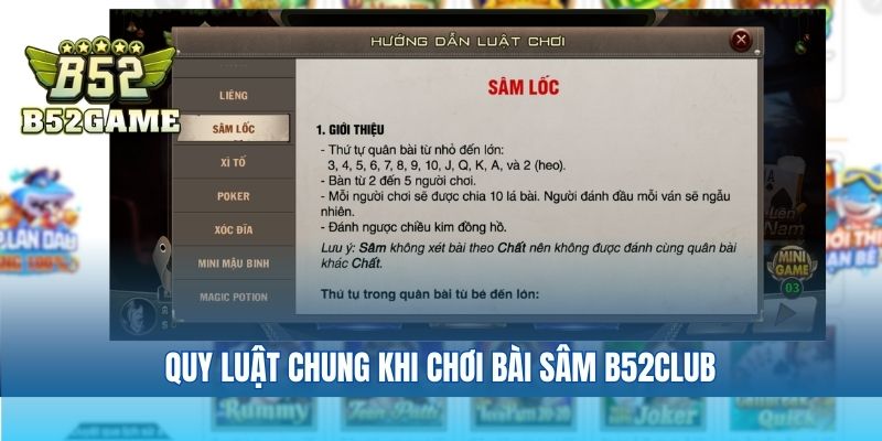 Quy luật chung khi chơi bài B52club